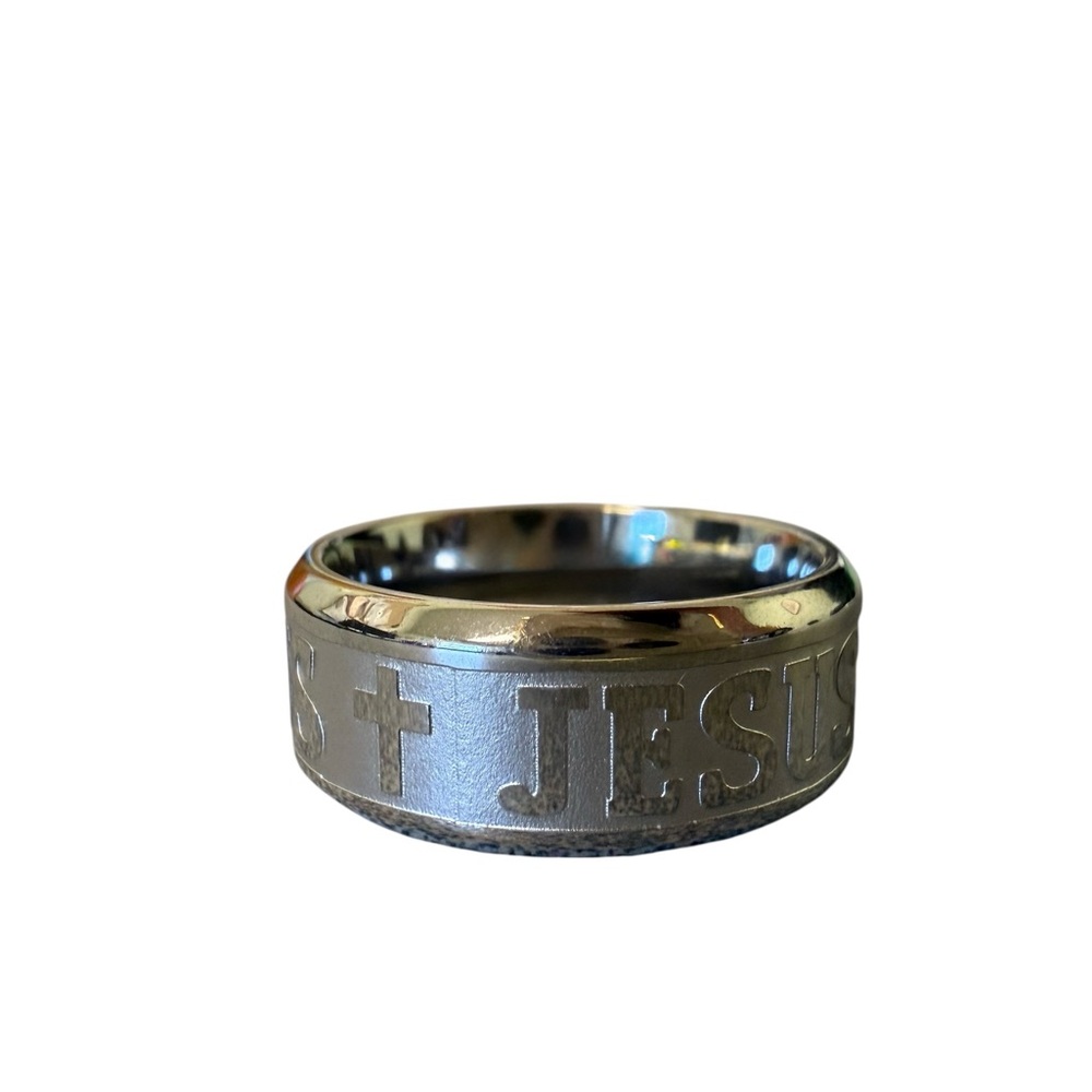 Faith Inspired Silver-tone Men's Ring - Picture 2 of 4